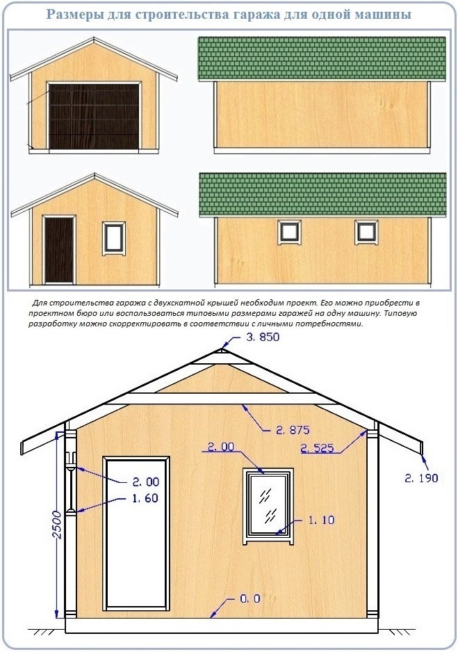 Как построить гараж с двухскатной крышей: схема и проект